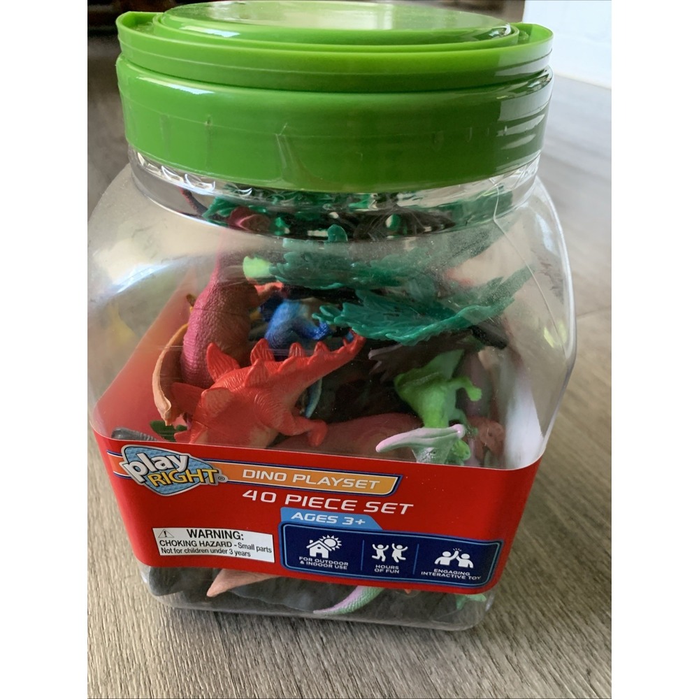 Play Right Dino Playset 40 Piece Dinosaur Set Action Figures Tub NEW